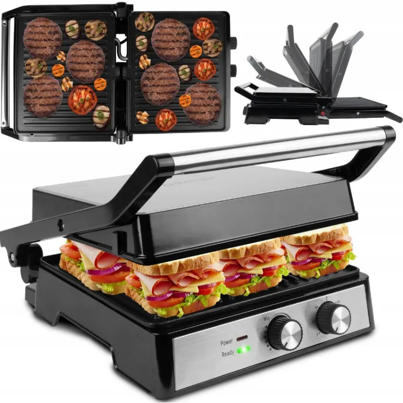 Електрогриль контактний складаний притискний 3500Вт з таймером та знімним піддоном Zepline ZP-086 (Black)