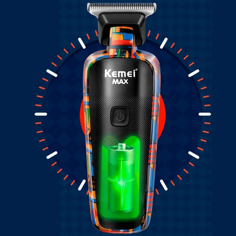 Універсальна машинка для стрижки акумуляторна з дисплеєм та 6 насадками Kemei KM-MAX5090 Multicolor