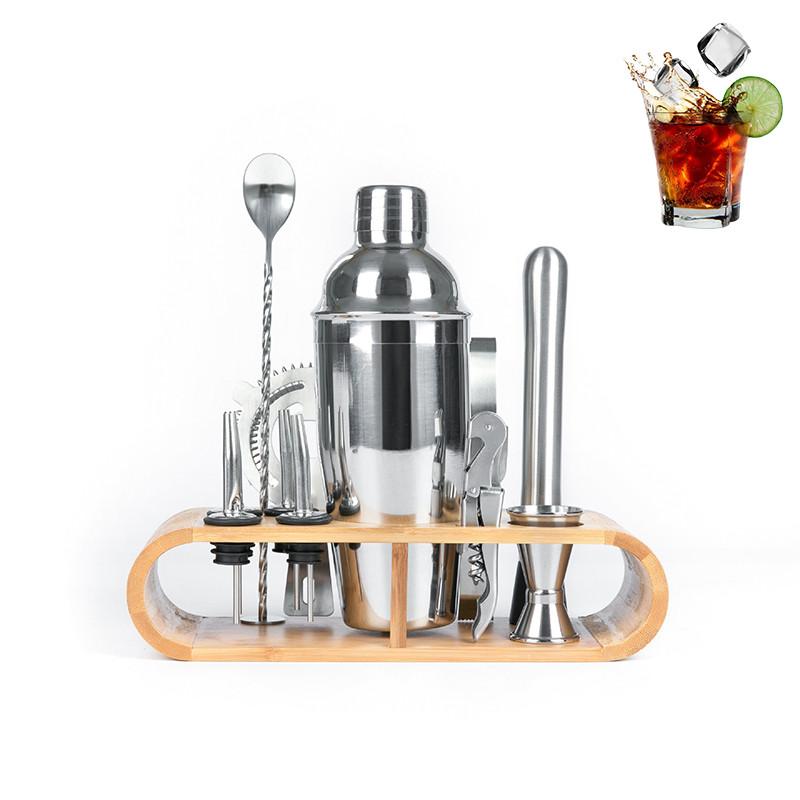 Подарунковий набір бармена з 12 предметів з підставкою барні інструменти нержавіюча сталь Youchen MC-T12 Silver