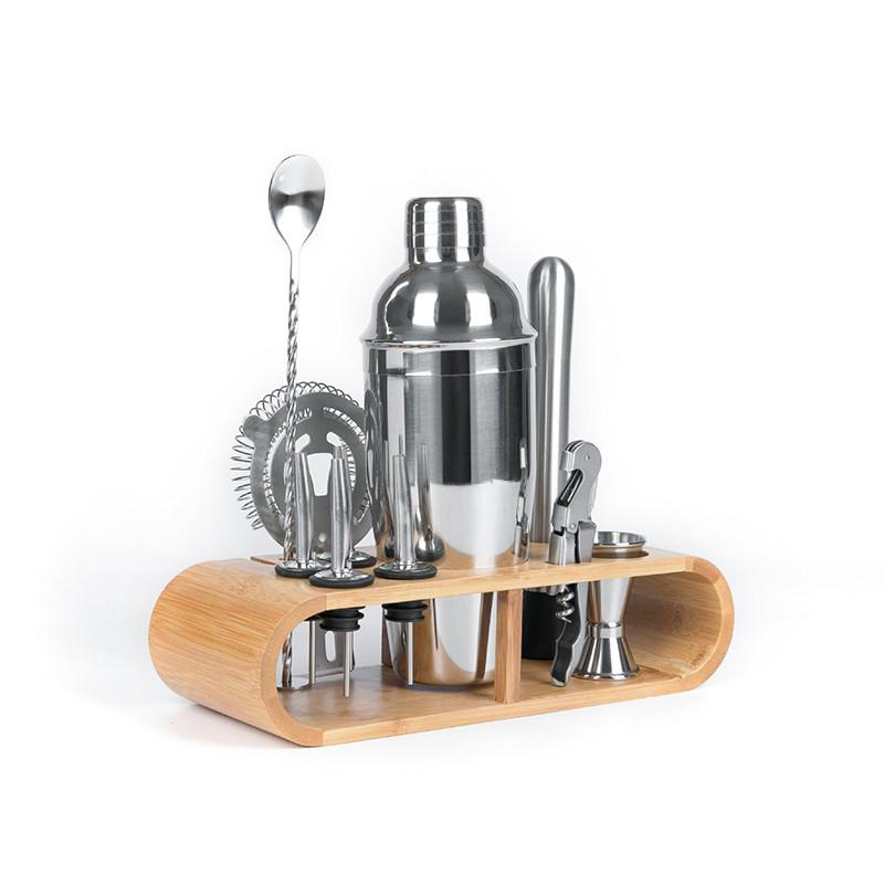 Подарунковий набір бармена з 12 предметів з підставкою барні інструменти нержавіюча сталь Youchen MC-T12 Silver