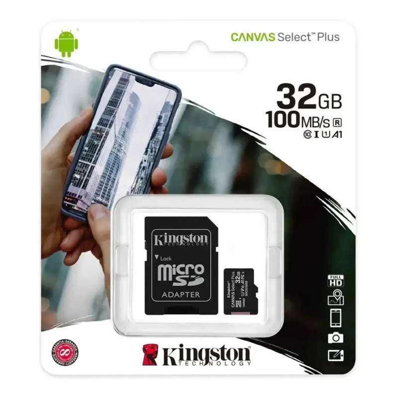 Карта пам'яті Kingston micro SDHC 32GB Class 10 UHS-3 з адаптером SDCS2/32GBSP Чорний