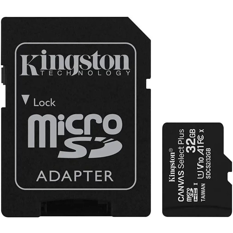 Карта пам'яті Kingston micro SDHC 32GB Class 10 UHS-3 з адаптером SDCS2/32GBSP Чорний