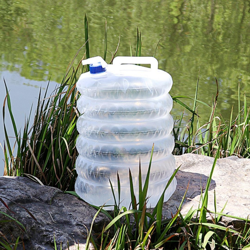 Складна каністра для води з краном на 10 л похідна і туристична ємність Transparent Складна каністра для води з краном на 10 л похідна і туристична ємність Transparent
