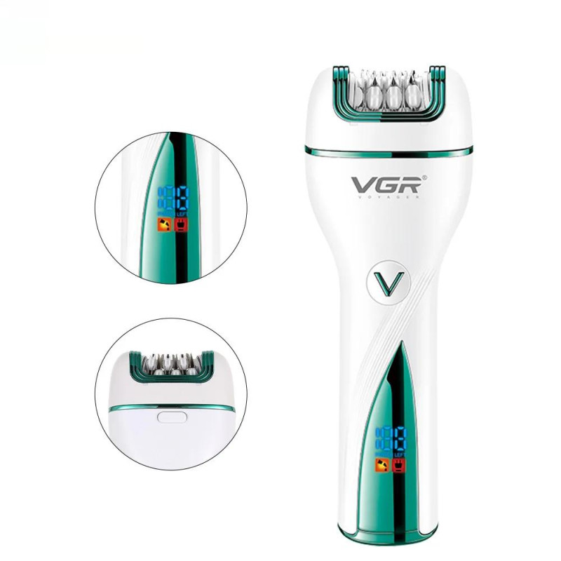 Бездротовий епілятор 3в1 жіночий з насадками для ніг і бікіні 5Вт VGR V-728 White