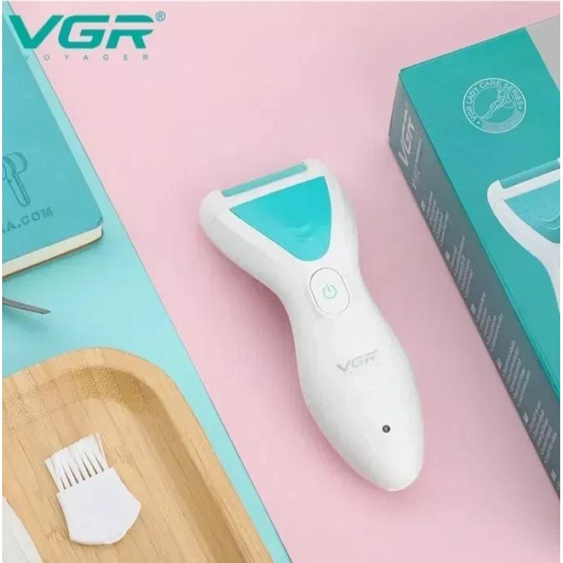 Роликова аккумуляторна електропемза для ніг USB шліфувальна електрична пилка для стоп і п'ят із 2 насадками VGR V-812 White