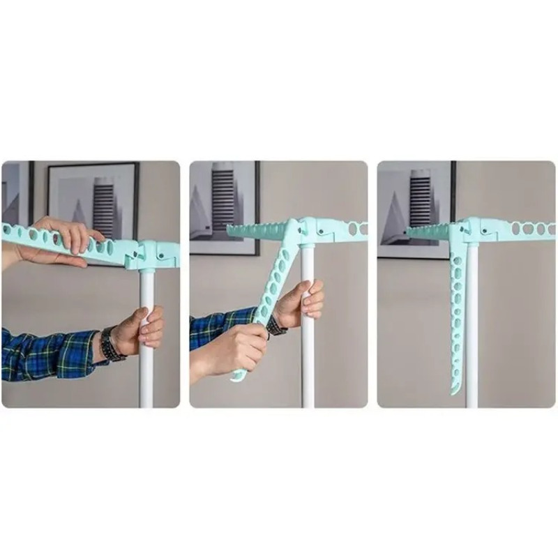 Двоярусна сушарка для одягу підлогова розкладна з обертанням з хромованої нержавіючої сталі та пластику 155*66*36см Azure (NT9882)