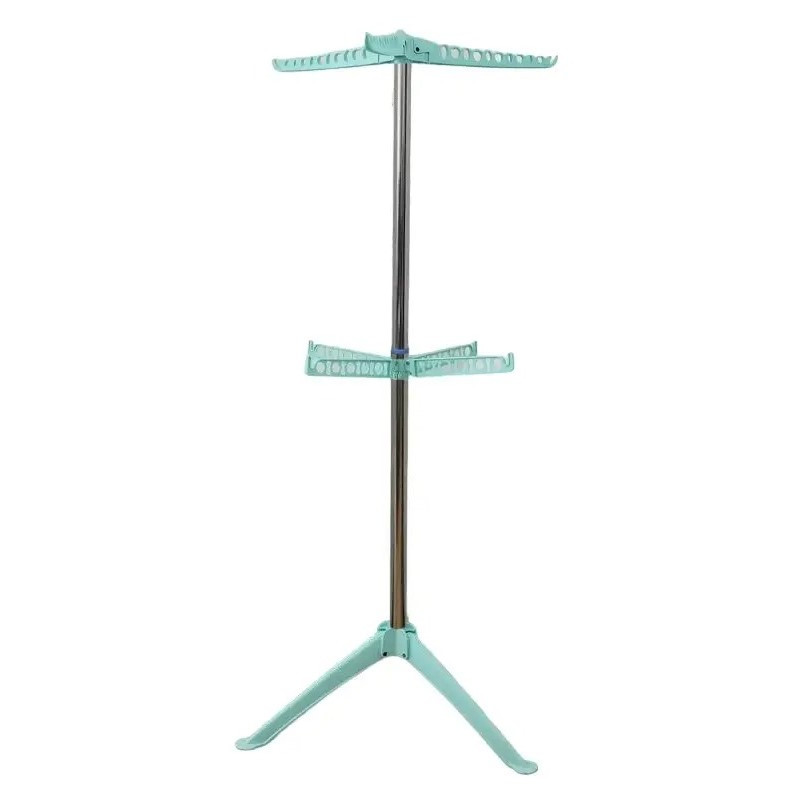 Двоярусна сушарка для одягу підлогова розкладна з обертанням з хромованої нержавіючої сталі та пластику 155*66*36см Azure (NT9882)