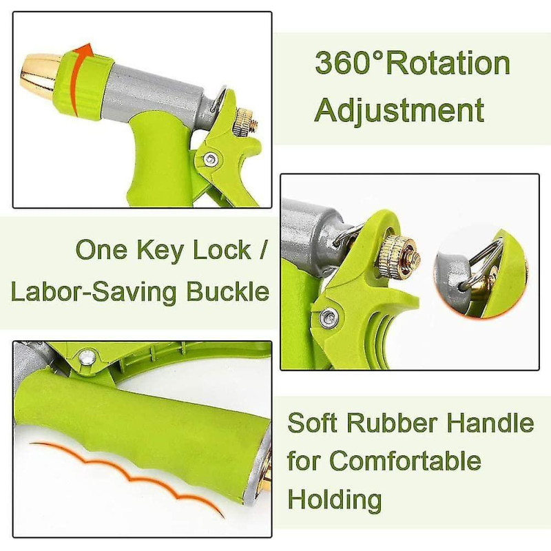 Насадка на шланг для поливу пістолет-розпилювач з 10 режимами високого тиску WATER GUN PRO 1291 Green Насадка на шланг для поливу пістолет-розпилювач з 10 режимами високого тиску WATER GUN PRO 1291 Green