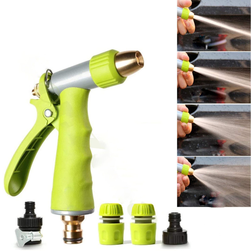 Насадка на шланг для поливу пістолет-розпилювач з 10 режимами високого тиску WATER GUN PRO 1291 Green Насадка на шланг для поливу пістолет-розпилювач з 10 режимами високого тиску WATER GUN PRO 1291 Green