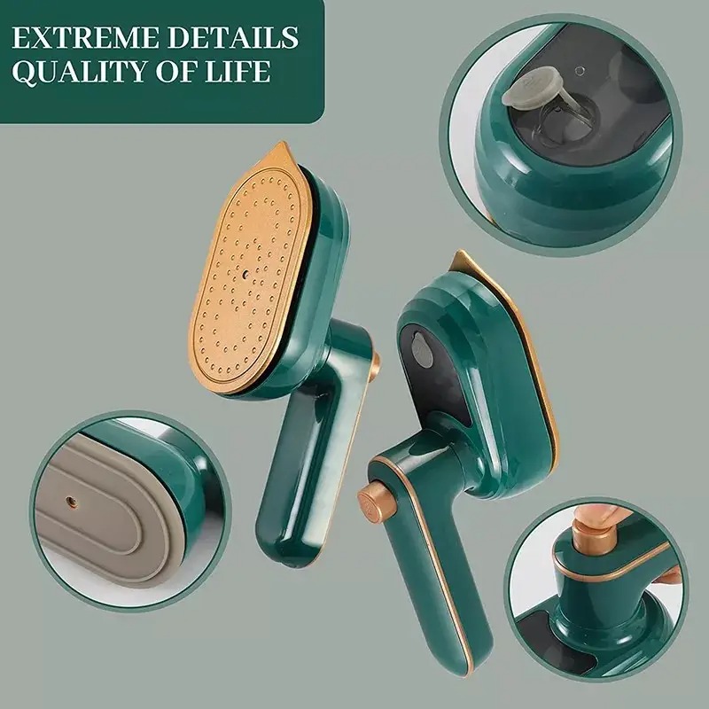 Портативна дорожня міні праска відпарювач для одягу електрична для сухого та вологого прасування 33 Вт Green