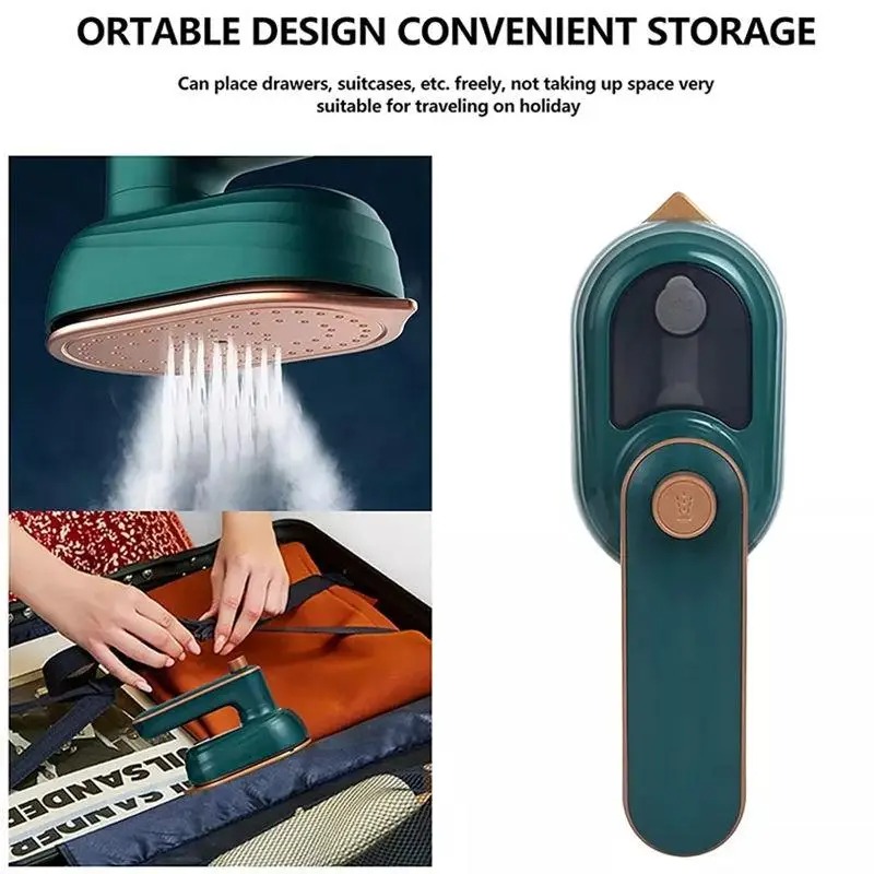Портативна дорожня міні праска відпарювач для одягу електрична для сухого та вологого прасування 33 Вт Green