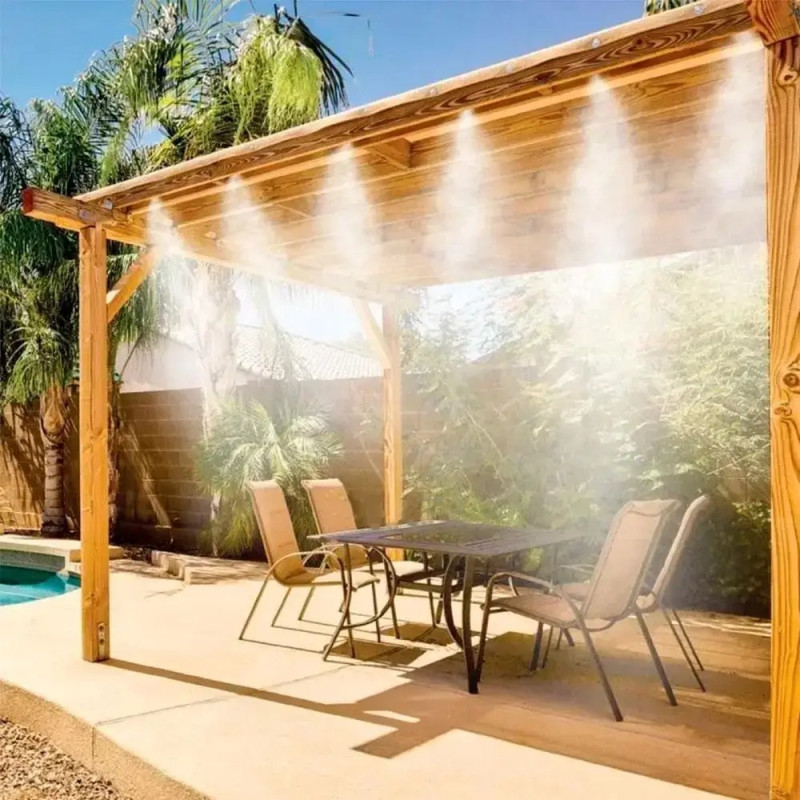 Система туманоутворення зрошувач для саду та тераси для охолодження Водяна завіса 15м Black/Red Система туманоутворення зрошувач для саду та тераси для охолодження Водяна завіса 15м Black/Red