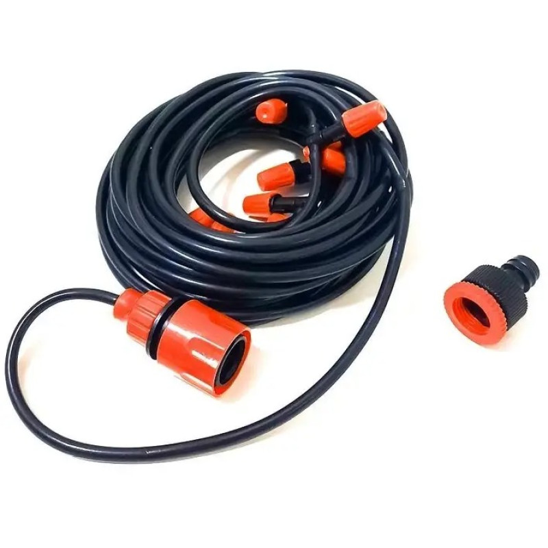 Система туманоутворення зрошувач для саду та тераси для охолодження Водяна завіса 15м Black/Red Система туманоутворення зрошувач для саду та тераси для охолодження Водяна завіса 15м Black/Red