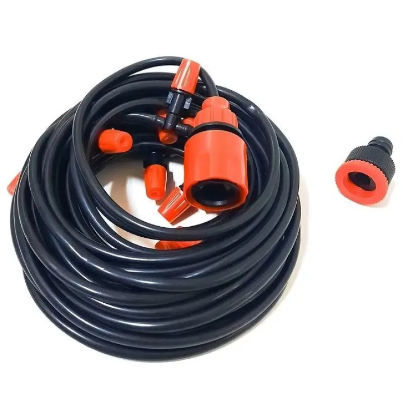 Система туманоутворення зрошувач для саду та тераси для охолодження Водяна завіса 15м Black/Red Система туманоутворення зрошувач для саду та тераси для охолодження Водяна завіса 15м Black/Red