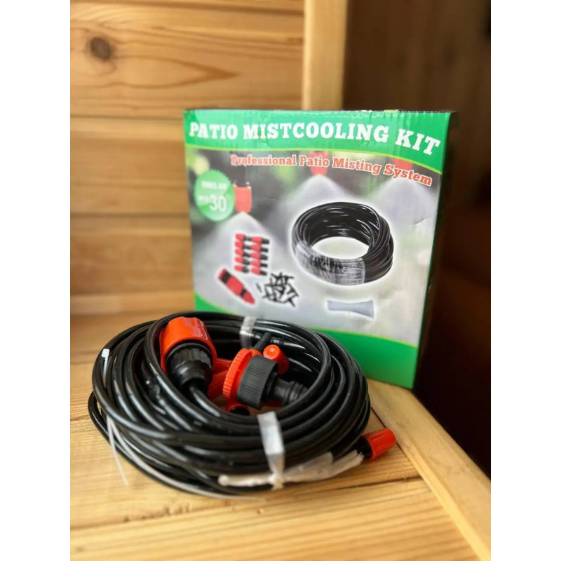 Система туманоутворення зрошувач для саду та тераси для охолодження Водяна завіса 15м Black/Red Система туманоутворення зрошувач для саду та тераси для охолодження Водяна завіса 15м Black/Red