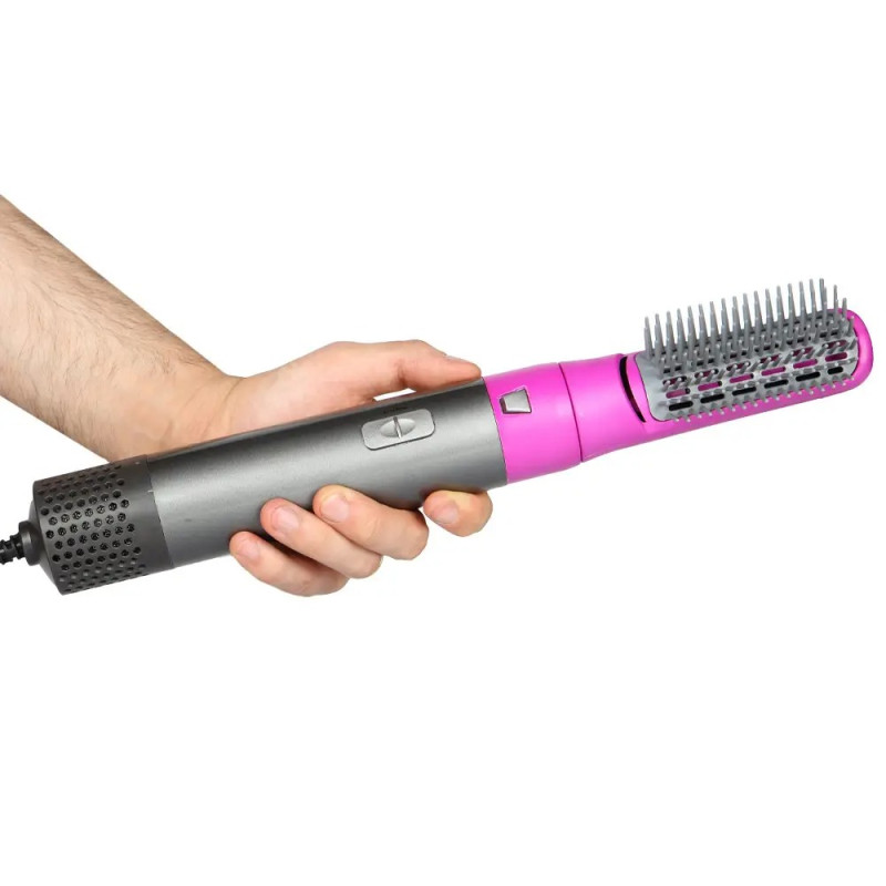 Фен-стайлер 5в1 з функціями надання об'єму для різних типів волосся 5 насодок 1000 Вт Grey/Pink