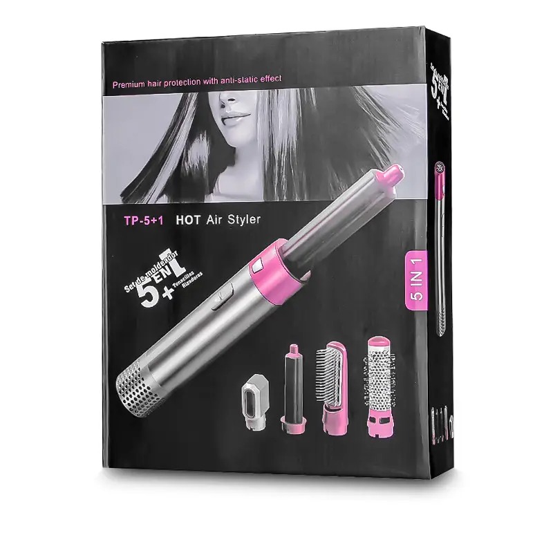 Фен-стайлер 5в1 з функціями надання об'єму для різних типів волосся 5 насодок 1000 Вт Grey/Pink