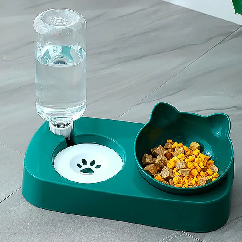 Миска для котів годівниця з напувалкою для невеликих і середніх порід 220*282*145мм Taotaopets 119906 Green