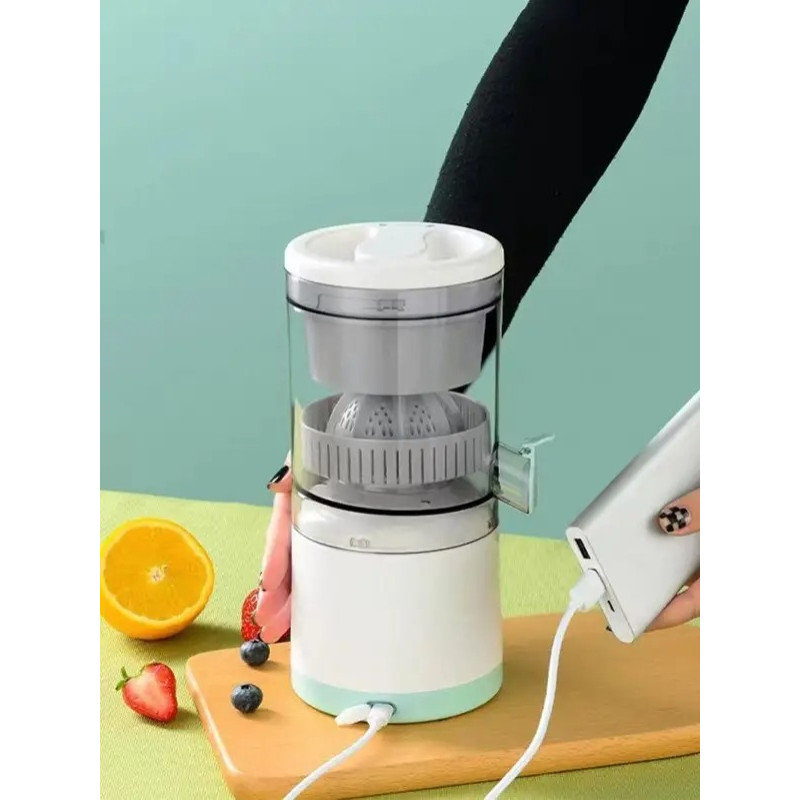 Портативний електричний міні соковитискач з USB-зарядкою від павербанку або мережі блендер для соку White/Green