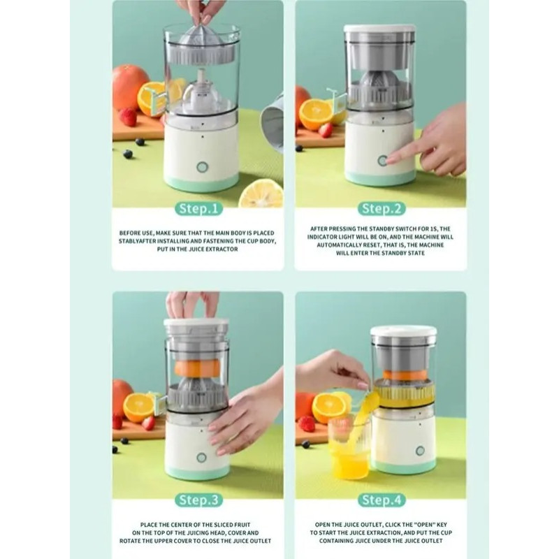 Портативний електричний міні соковитискач з USB-зарядкою від павербанку або мережі блендер для соку White/Green