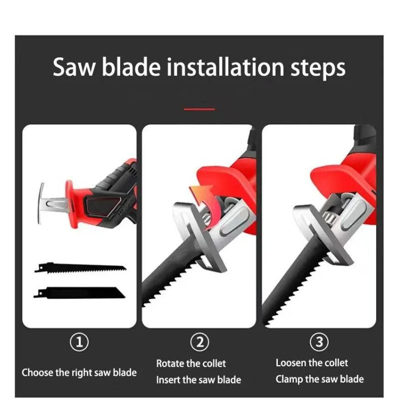 Портативна акумуляторна шабельна пила лобзик у валізі з 2 акумуляторами 24V Red/Black