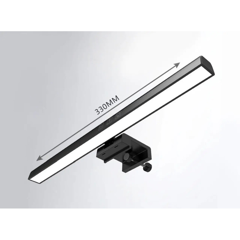 Комп'ютерна лампа для монітора триколірна регулювання температури світіння 33 см Lesko TB-30SA Black