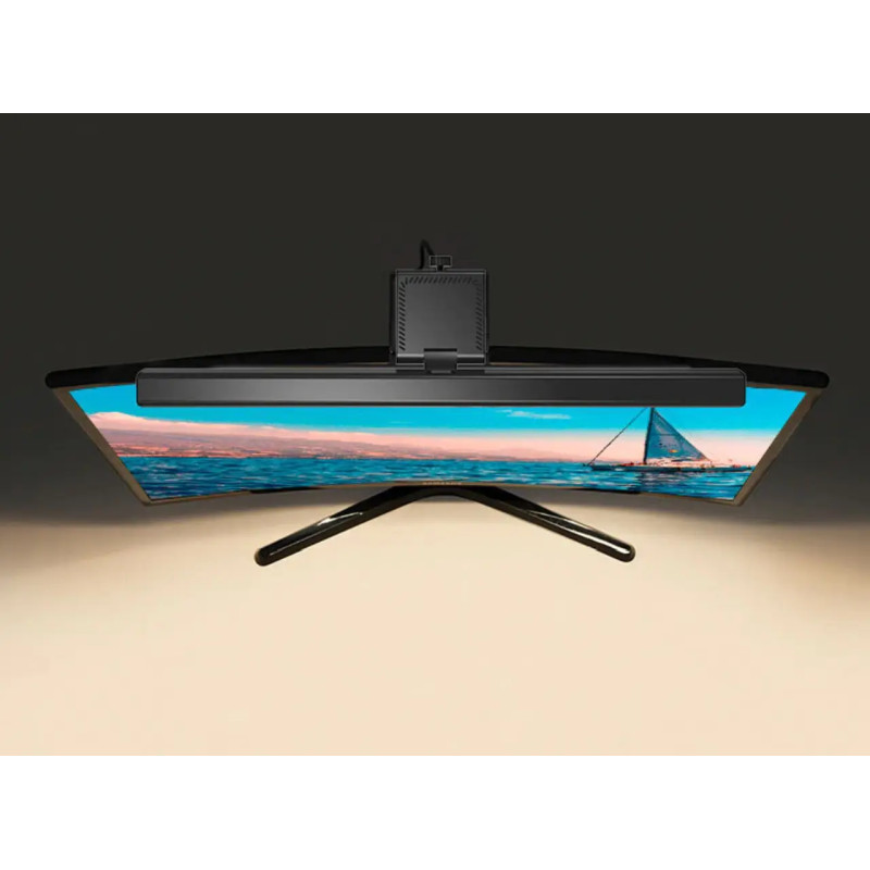 Комп'ютерна лампа для монітора триколірна регулювання температури світіння 33 см Lesko TB-30SA Black