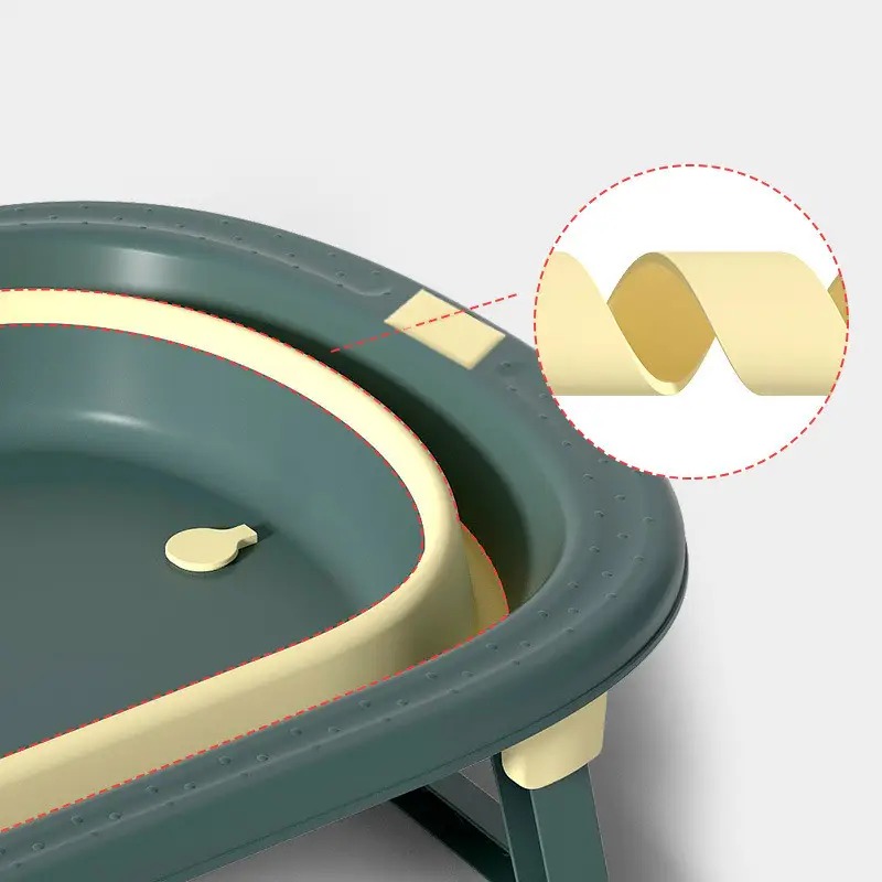 Дитяча складана ванночка для немовлят з отвором для зливу Bestbaby BH-328 Green/Yellow