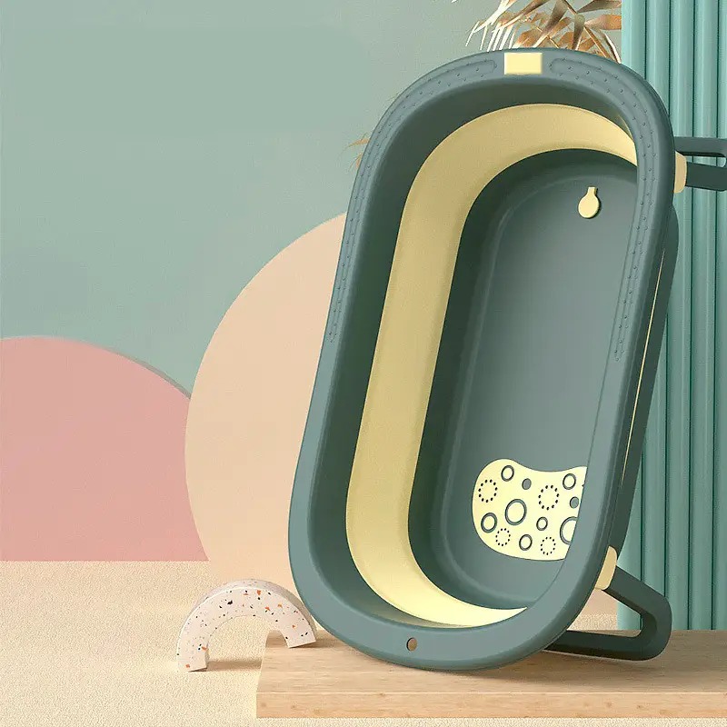 Дитяча складана ванночка для немовлят з отвором для зливу Bestbaby BH-328 Green/Yellow