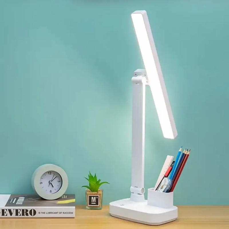Лампа настільна поворотна DESEO для дому з органайзером на 2-х акумуляторах DIGAD 1975 White Лампа настільна поворотна DESEO для дому з органайзером на 2-х акумуляторах DIGAD 1975 White