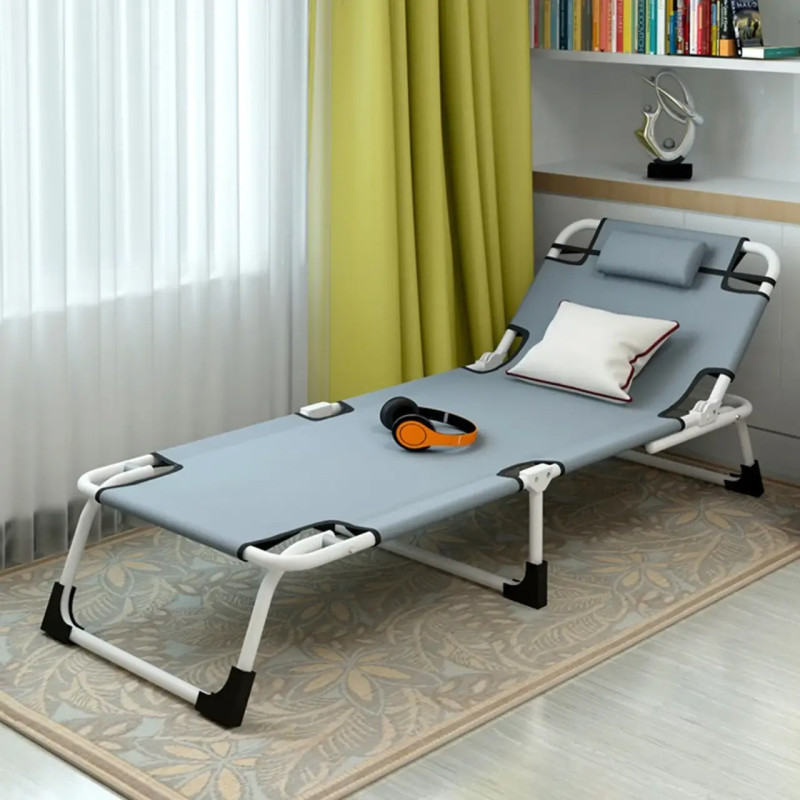 Раскладная кровать Folding-Bed с подголовником туристическая с алюминиевым каркасом и ножками до 110кг 180х60х30см Grey (FB-1242)