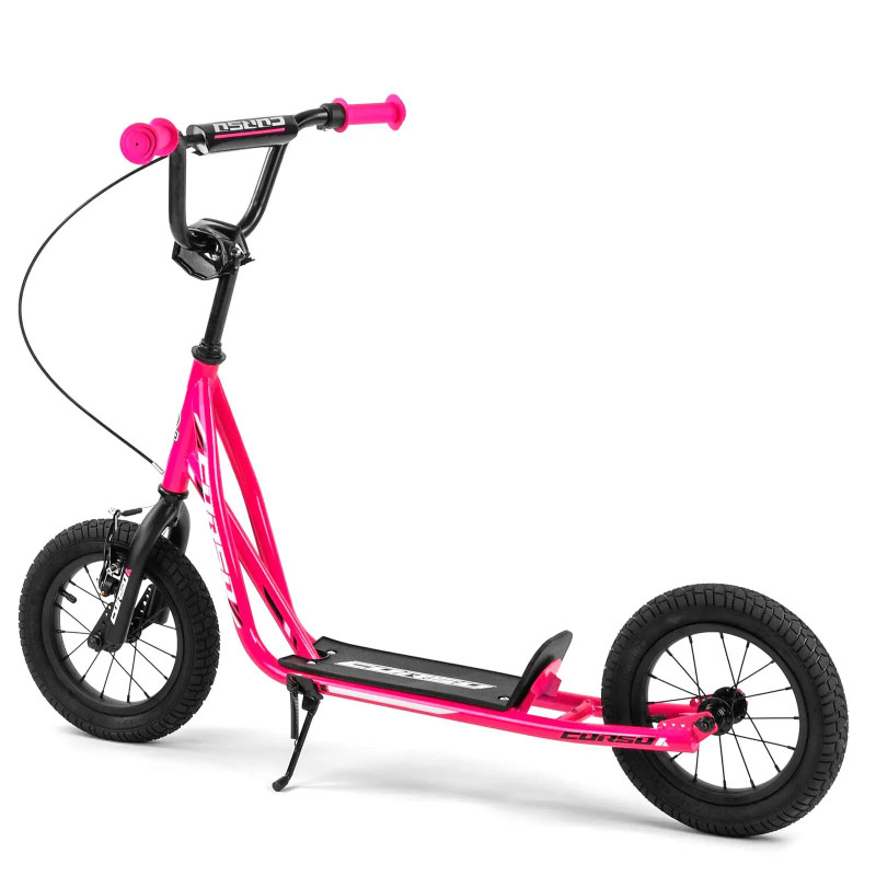 Самокат міський двоколісний з великими надувними колесами 12" для дітей від 3 років Corso JT 47117 Рожевий/Чорний Самокат міський двоколісний з великими надувними колесами 12" для дітей від 3 років Corso JT 47117 Рожевий/Чорний