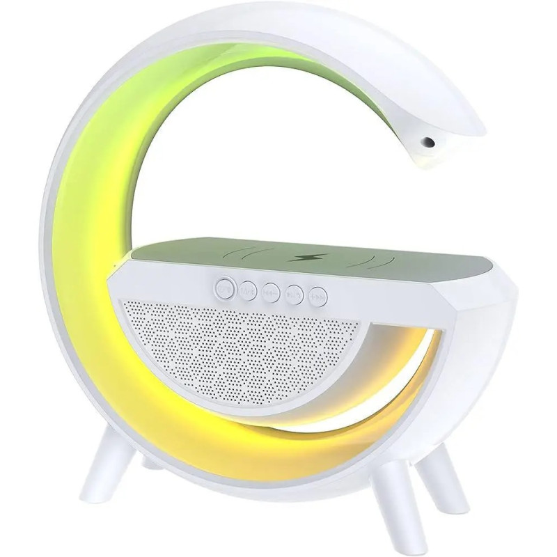 Нічник-бездротовий зарядний пристрій та Bluetooth колонка 3в1 з RGB підсвічуванням BT-2301 White