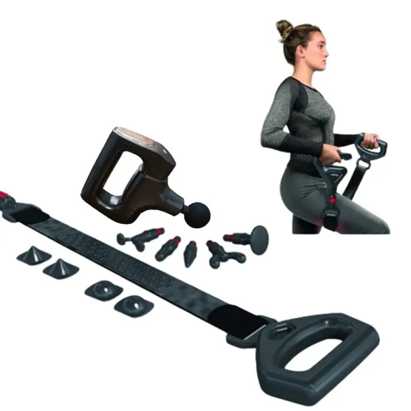 Масажер стрічковий для всього тіла 2в1 з вібруючим масажним ременем та фасціальним пістолетом VibraBand Black