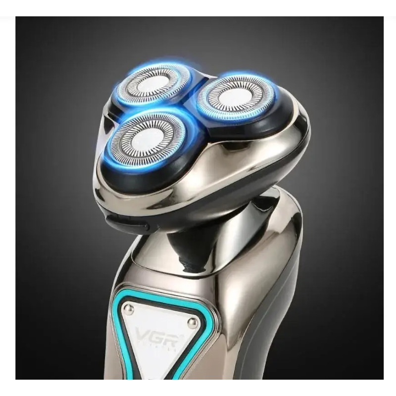 Електробритва роторна з плаваючими головками водонепроникна бритва з дисплеєм для вологого та сухого гоління VGR V-323 8Вт IPX6 Grey Електробритва роторна з плаваючими головками водонепроникна бритва з дисплеєм для вологого та сухого гоління VGR V-323 8Вт IPX6 Grey