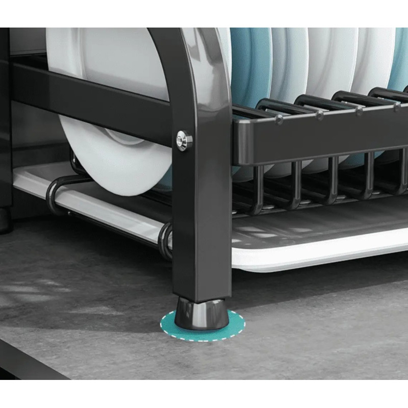 Настільна сушка органайзер посуду Dish-Druyer нержавіючої сталі 2 яруси R2F-43см Black