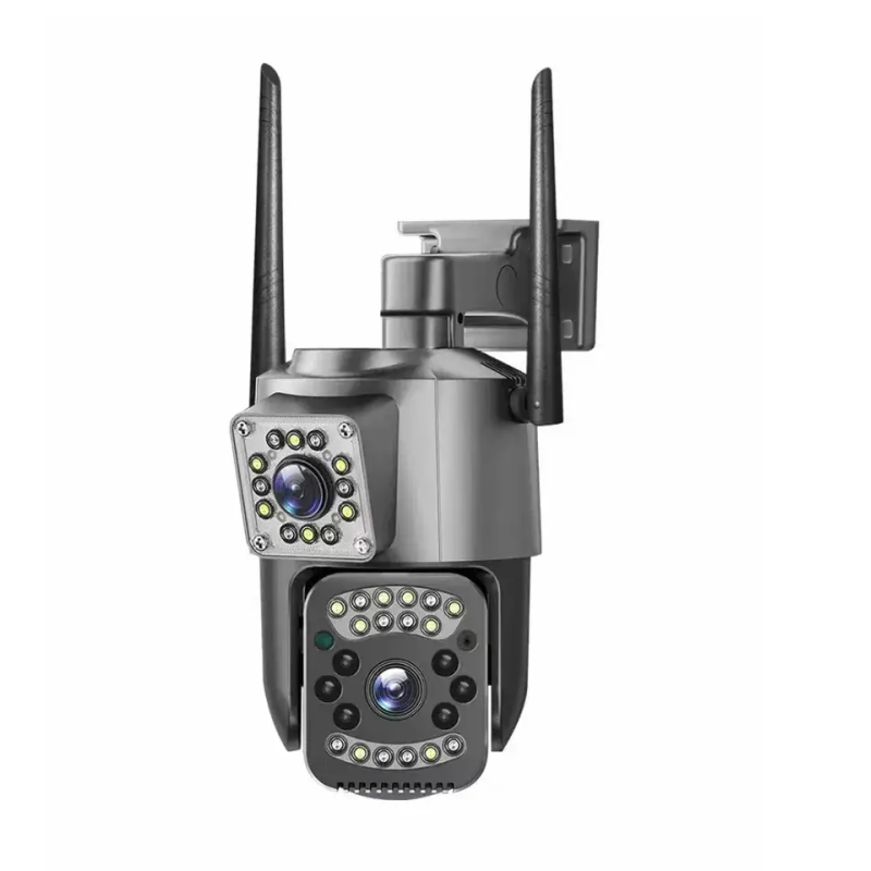 Вулична поворотна IP камера 4G/Wi-Fi з двома лінзами 4 Мп з цифровим зумом і мікрофоном SC03 V380pro Black