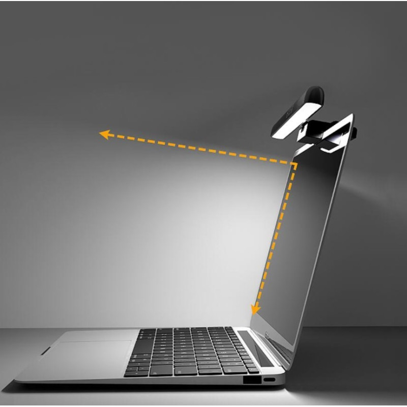 Комп'ютерна лампа триколірна 25 см скрінбар для монітора із сенсорним регулюванням температури світіння Lesko TB-30SI Black