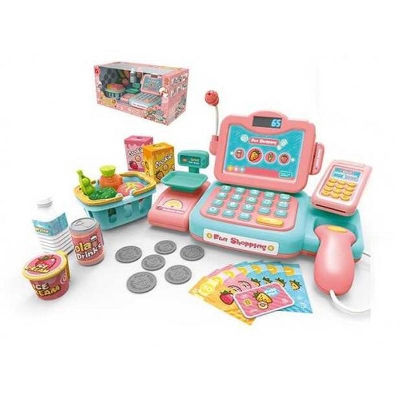 Дитячий набір з 24 предметів касовий апарат Happy Shopping 888E Різнокольоровий