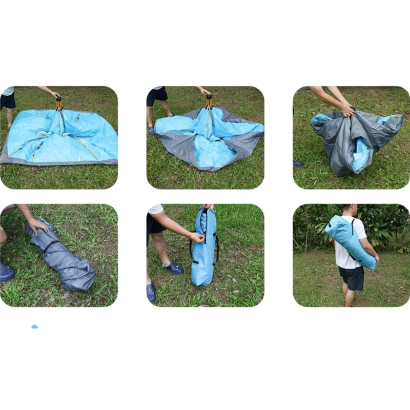 Автоматичний туристичний намет 4-х місний для кемпінгу з козирком Autocamp 200х200х135см AC-1902 Blue