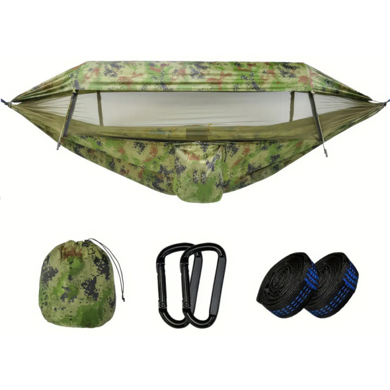 Гамак-спальний мішок Easy Camping з москітною сіткою і навісом від сонця і дощу до 300кг EC-9811 Green