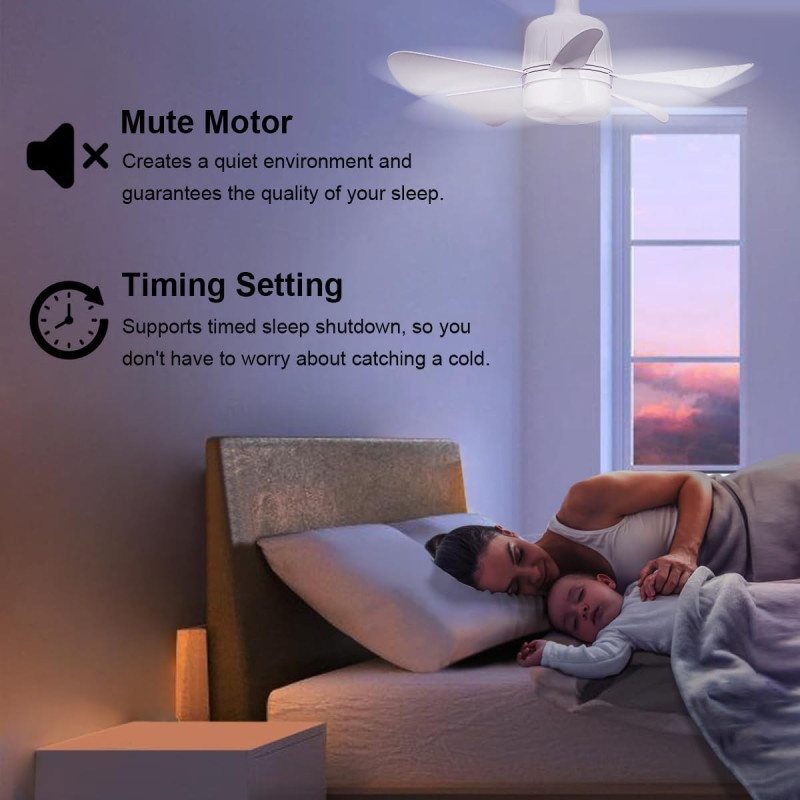 Лампа-вентилятор стельовий з пультом в патрон E30 23W PO-1233 White