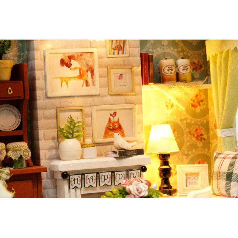 3D Румбокс конструктор ляльковий будинок Вітальня з верандою та каміном DIY Cute Room 8008-D