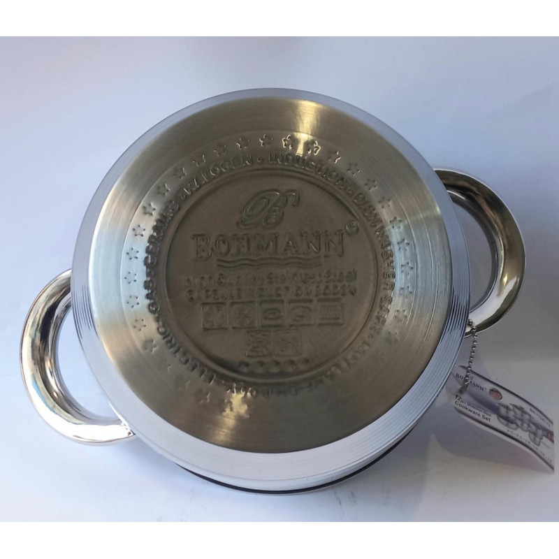 Кухонний набір посуду з 12 предметів з нержавіючої сталі для всіх видів плит Bohmann BH 1241-12 Silver