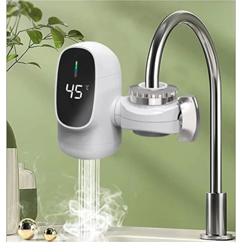 Водонагрівач проточний вертикальний з LCD дисплеєм із кріпленням на кран 3000 Вт Water Heater White