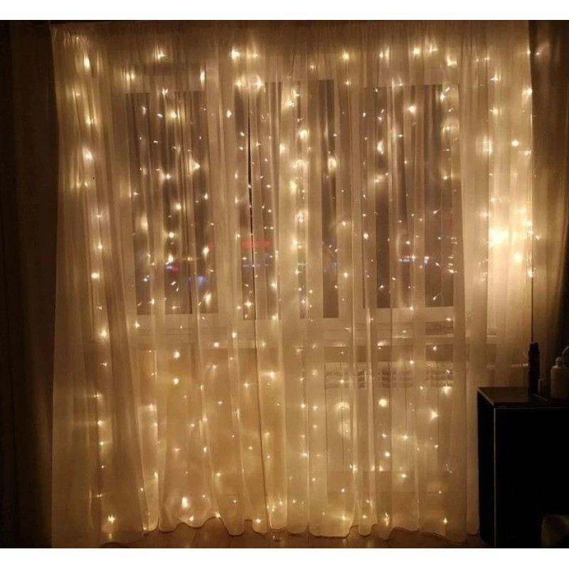 Світлодіодна гірлянда штора водоспад 240LED 2×2м колір ламп-теплий UKC RD-083 White Світлодіодна гірлянда штора водоспад 240LED 2×2м колір ламп-теплий UKC RD-083 White