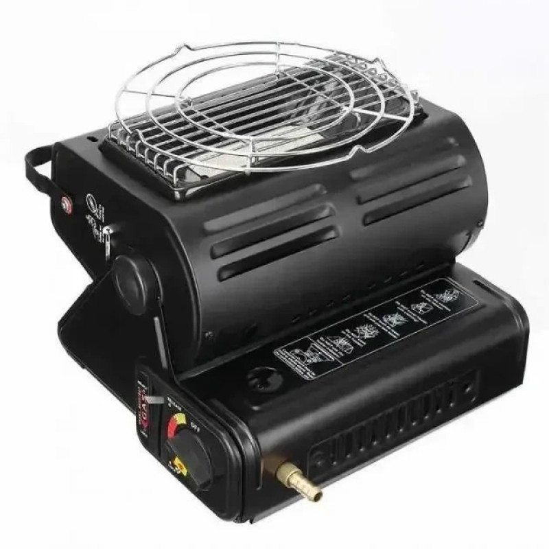 Обігрівач-плита газова з підпалювачем та редуктором 2in1 heater з керамічним нагрівачем 1500 Вт Gas stove Black