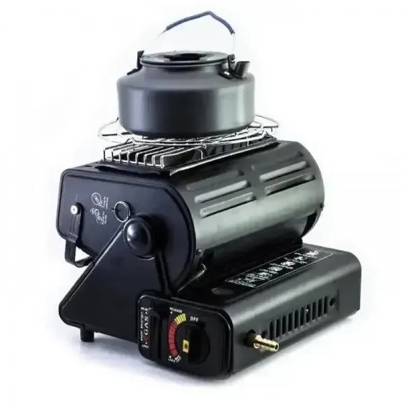 Обігрівач-плита газова з підпалювачем та редуктором 2in1 heater з керамічним нагрівачем 1500 Вт Gas stove Black