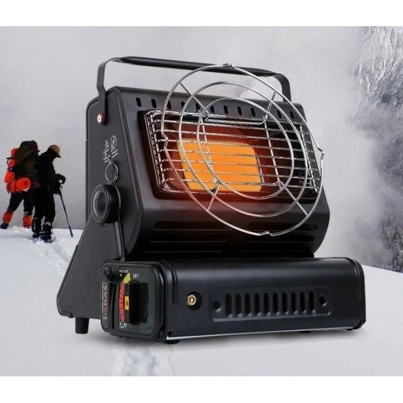 Обігрівач-плита газова з підпалювачем та редуктором 2in1 heater з керамічним нагрівачем 1500 Вт Gas stove Black