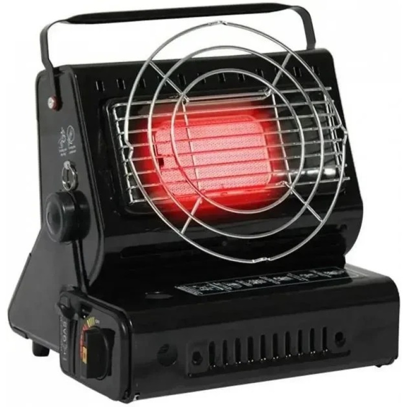 Обігрівач-плита газова з підпалювачем та редуктором 2in1 heater з керамічним нагрівачем 1500 Вт Gas stove Black